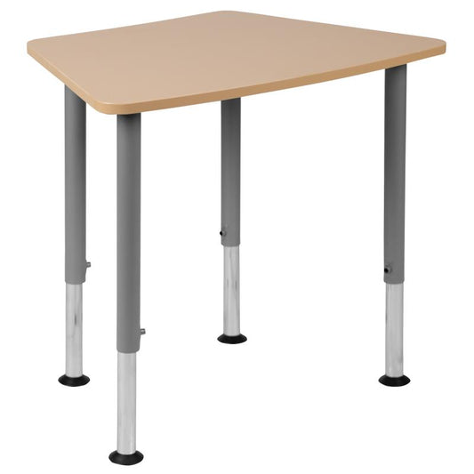 XU-SF-1001 Flash Furniture Hex Natural Collaborative Student Desk (Adjustable From 22.3" To 34") -recommended Grade Level: Kindergarten - Adult With .75" Thick Thermal Fused Laminate Top / 200 lbs Weight Capacity
