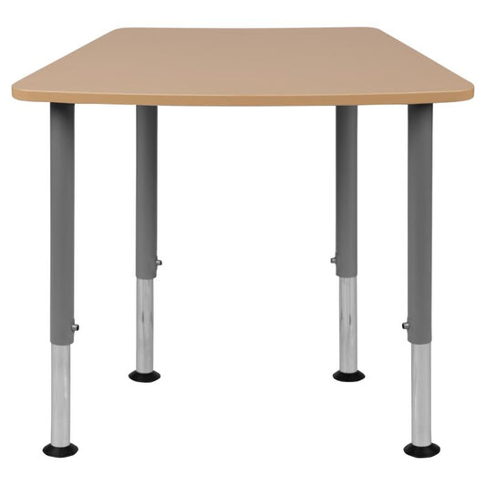 XU-SF-1001 Flash Furniture Hex Natural Collaborative Student Desk (Adjustable From 22.3" To 34") -recommended Grade Level: Kindergarten - Adult With .75" Thick Thermal Fused Laminate Top / 200 lbs Weight Capacity