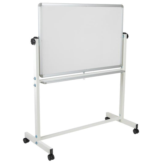 YU-YCI-001 Flash Furniture Hercules Series Double-sided Mobile White Board With Pen Tray For Commercial Use Made Of Lacquer Painted Magnetic Surface With 6 Magnets / 45.25W x 20D x 54.75H