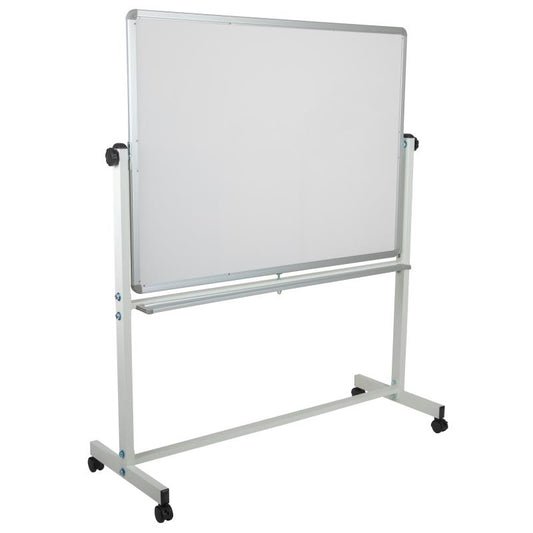 YU-YCI-003 Flash Furniture Hercules Series Reversible Mobile Cork Bulletin Board And White Board With Pen Tray For Commercial Use Made Of Lacquer Painted Magnetic Surface With 6 Magnets / 53W x 20D x 62.5H