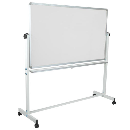 YU-YCI-004 Flash Furniture Hercules Series Reversible Mobile Cork Bulletin Board And White Board With Pen Tray For Commercial Use Made Of Lacquer Painted Magnetic Surface With 6 Magnets / 62.5W x 20D x 62.25H
