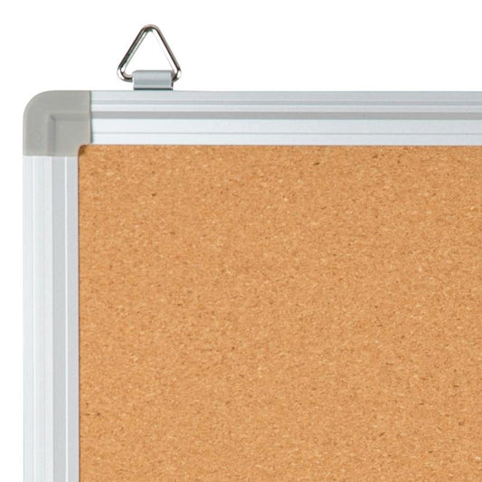 YU-YCN-001 Flash Furniture Hercules Series Personal Sized Natural Cork Board With Aluminum Frame For Commercial Use Features Easy Hang Sliding Clips And Single Sided Board /17.75"W x 11.75"H
