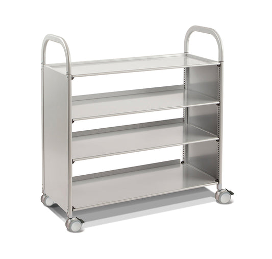 Sset0644 Gratnells Callero Plus Flat Shelf Cart In Silver For Educational, Library And Art Materials Storage Use Supplied With Both Feet And Castors With Brakes - Dimensions: 27.2 × 16.9 × 41.5 In