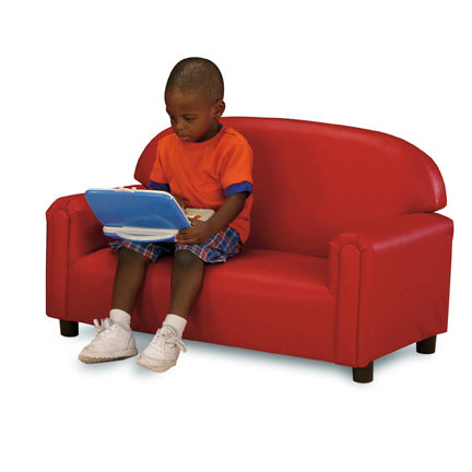 FPV-100 Brand New World Preschool Vinyl Upholstery Sofa Offers the Comfort of Soft Leather for Ages 3-7, Built With Sturdy Hardwood Frame, Comfortable Dense Foam and Premium Vinyl - Dimensions: 38”L X 18”D X 24”H, Legs: 4.0”, Seat Height: 12.5”
