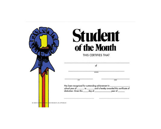 VA228CL Flip Side Products Student of the Month Certificate, Compatible With Most Laser and Inkjet Printers, 8.5” X 11”, 30 Matte Certificates/Pack, 50 Packs/Carton