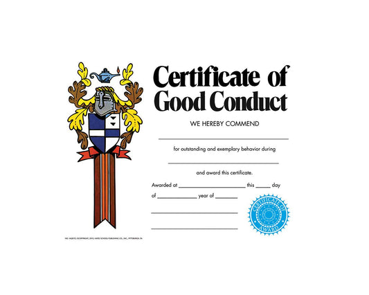 VA287CL Flip Side Products Certificate of Good Conduct, Compatible With Most Laser and Inkjet Printers, 8.5” X 11”, 30 Matte Certificates/Pack, 50 Packs/Carton