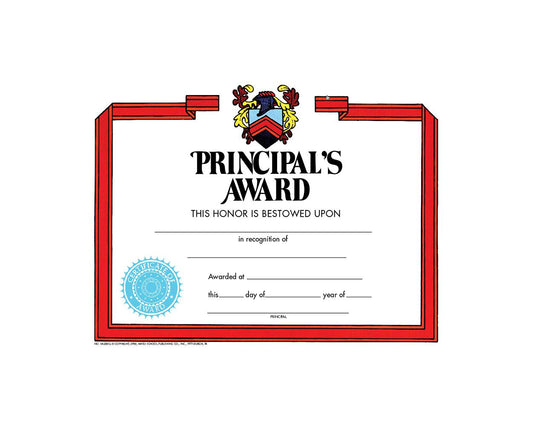VA289CL Flip Side Products Principal's Award Certificate, Compatible With Most Laser and Inkjet Printers, 8.5” X 11”, 30 Matte Certificates/Pack, 50 Packs/Carton