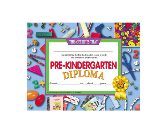 VA500 Flip Side Products Pre-Kindergarten Diploma, Compatible With Most Laser and Inkjet Printers, 8.5” X 11”, 30 Glossy Certificates/Pack, 50 Packs/Carton