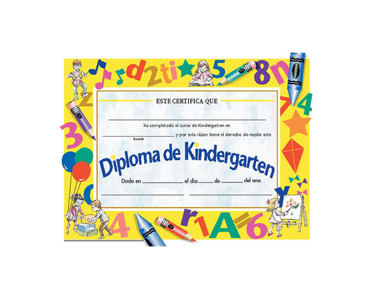 VA511SE Flip Side Products Spanish Kindergarten Diploma, Compatible With Most Laser and Inkjet Printers, 8.5” X 11”, 30 Glossy Certificates/Pack, 50 Packs/Carton