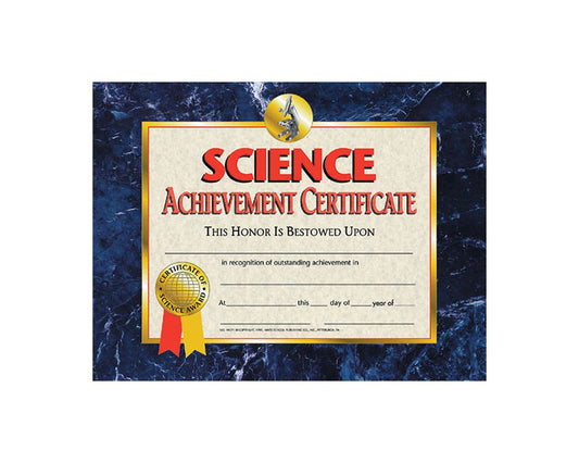 VA571 Flip Side Products Science Achievement Certificate, Compatible With Most Laser and Inkjet Printers, 8.5” X 11”, 30 Glossy Certificates/Pack, 50 Packs/Carton