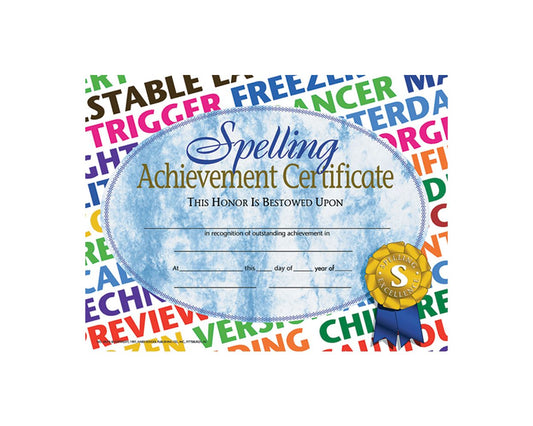 VA576 Flip Side Products Spelling Achievement Certificate, Compatible With Most Laser and Inkjet Printers, 8.5” X 11”, 30 Glossy Certificates/Pack, 50 Packs/Carton