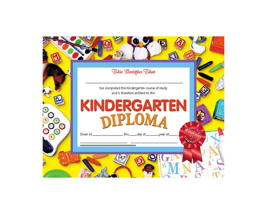 VA603 Flip Side Products Kindergarten Diploma, Compatible With Most Laser and Inkjet Printers, 8.5” X 11”, 30 Glossy Certificates/Pack, 50 Packs/Carton