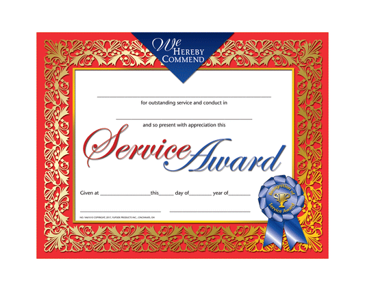 VA610 Flip Side Products Recognition of Service Award Certificate, Compatible With Most Laser and Inkjet Printers, 8.5” X 11”, 30 Matte Certificates/Pack, 50 Packs/Carton
