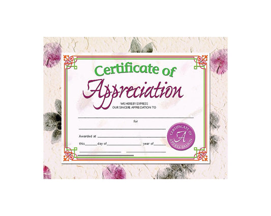 VA614 Flip Side Products Certificate of Appreciation, Compatible With Most Laser and Inkjet Printers, 8.5” X 11”, 30 Matte Certificates/Pack, 50 Packs/Carton