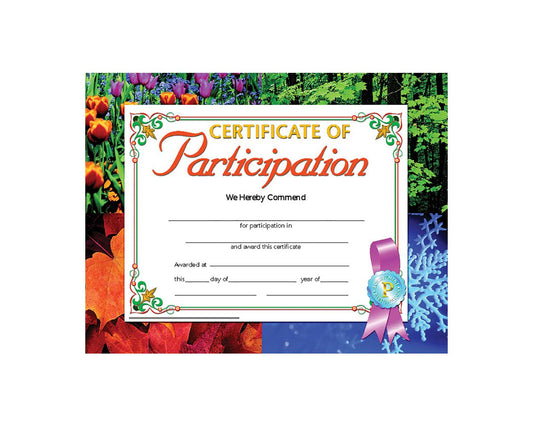 VA633 Flip Side Products Certificate of Participation, Compatible With Most Laser and Inkjet Printers, 8.5” X 11”, 30 Matte Certificates/Pack, 50 Packs/Carton