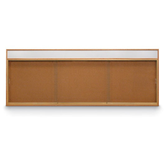 UV9006OCS Uvp Inc. Cork Board Handsome Stained Solid Oak Frame, Sliding Tempered Glass Doors W/ Header